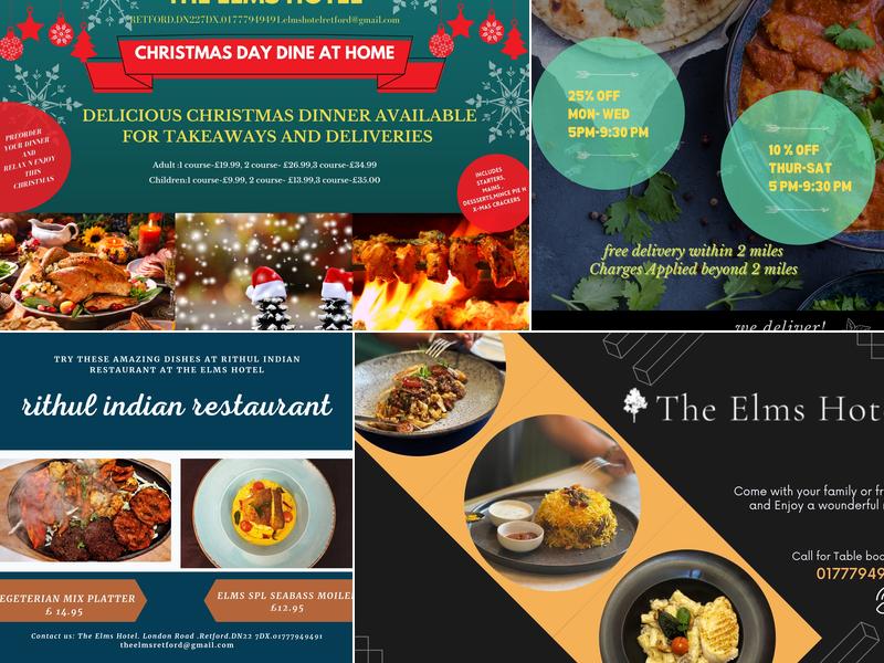 Rithul Indian Restaurant at Elms Hotel Menu