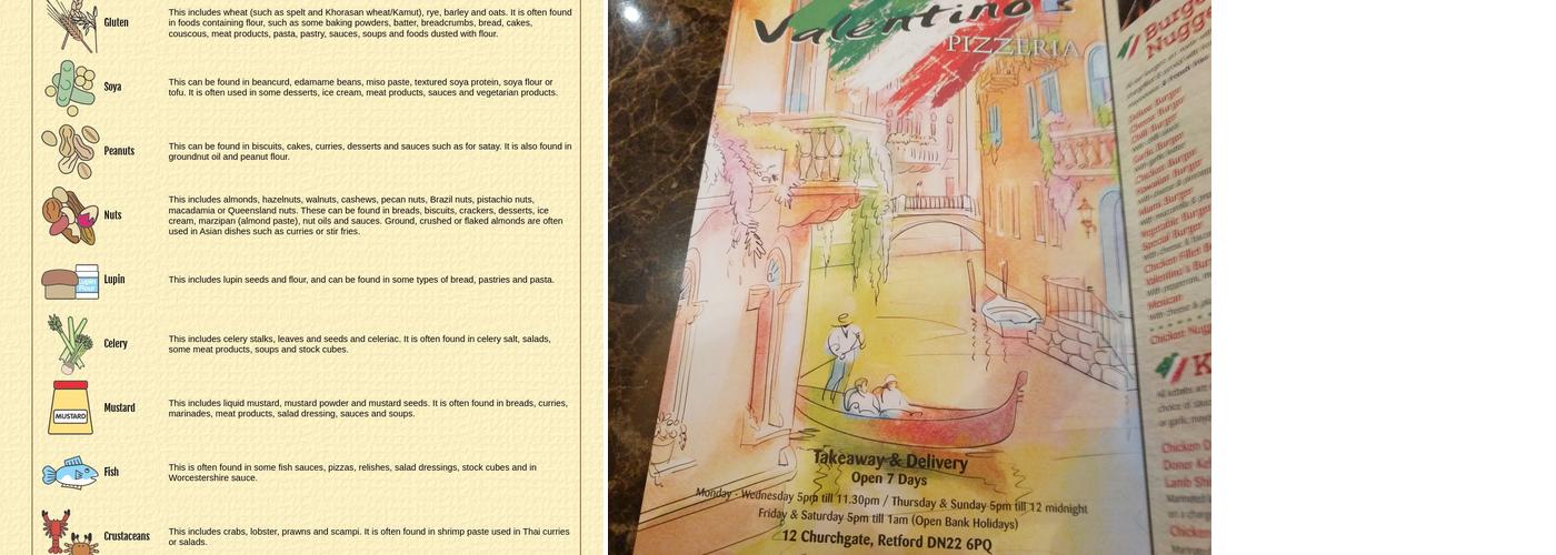 Valentino's Pizzeria Menu