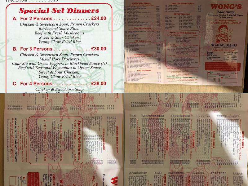 Wong's Takeaway Menu