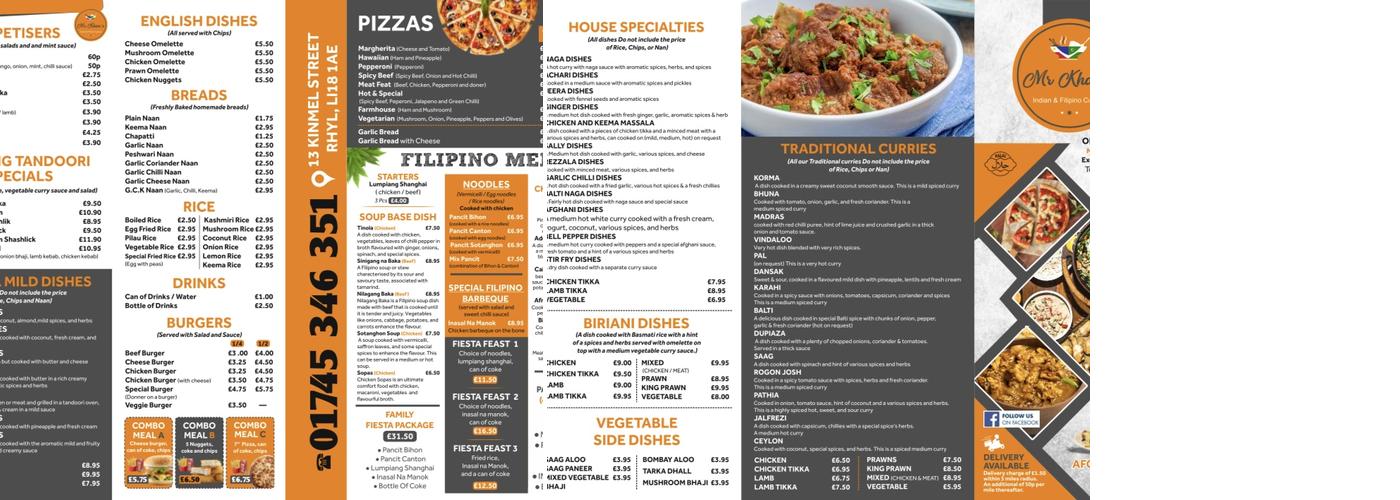 Mr. Khan's Indian and Filipino Cuisine Menu