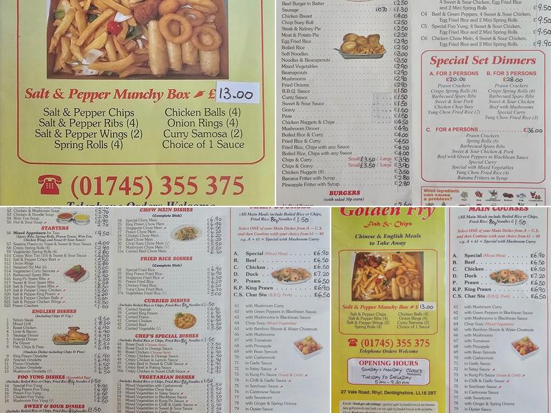 Golden Fry Menu