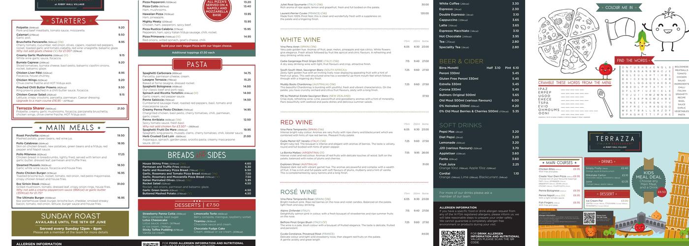 Terrazza at Ribby Hall Village Menu