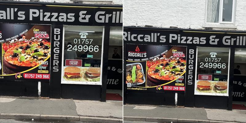 Riccall’s Pizza & Grill Menu