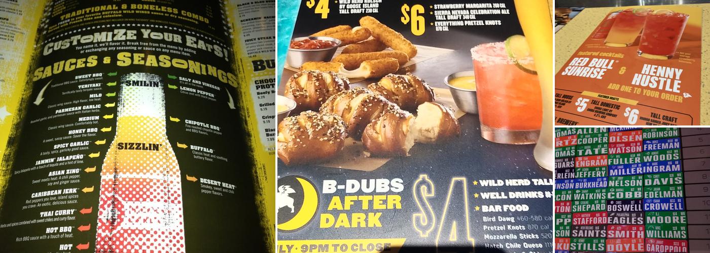 Buffalo Wild Wings Menu