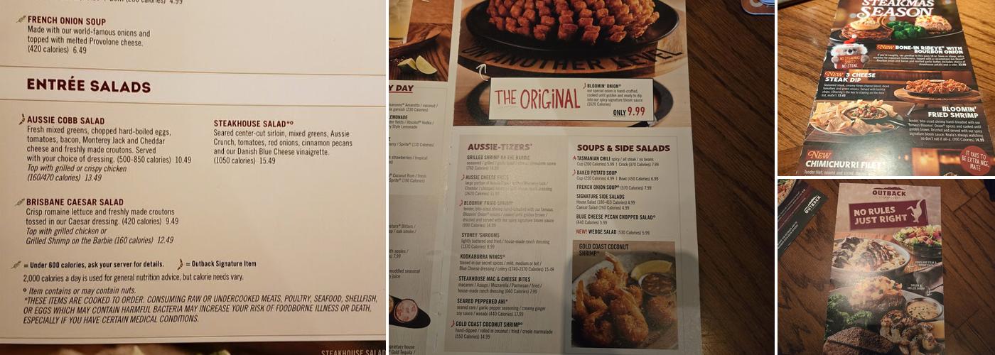 Outback Steakhouse Menu