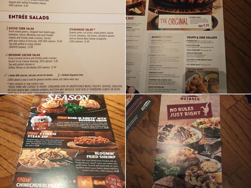 Outback Steakhouse Menu