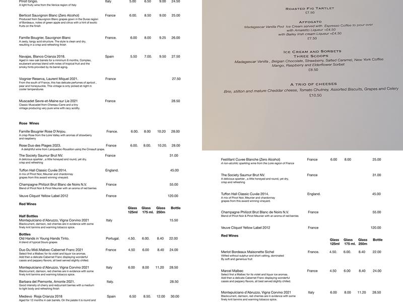 1066 At The Chequers Menu