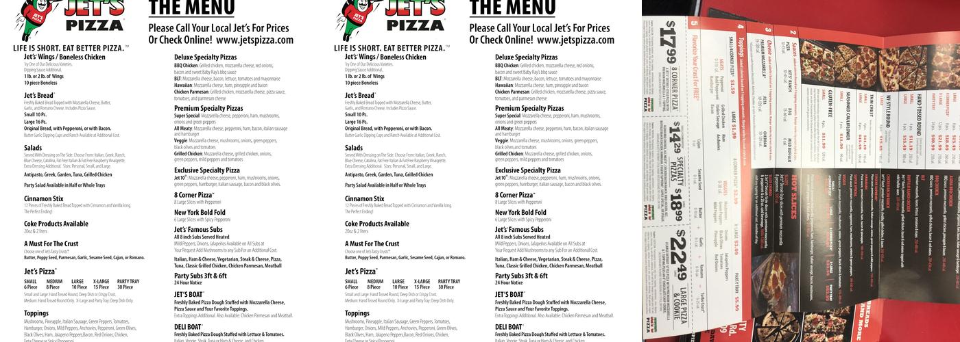 Jet's Pizza Menu