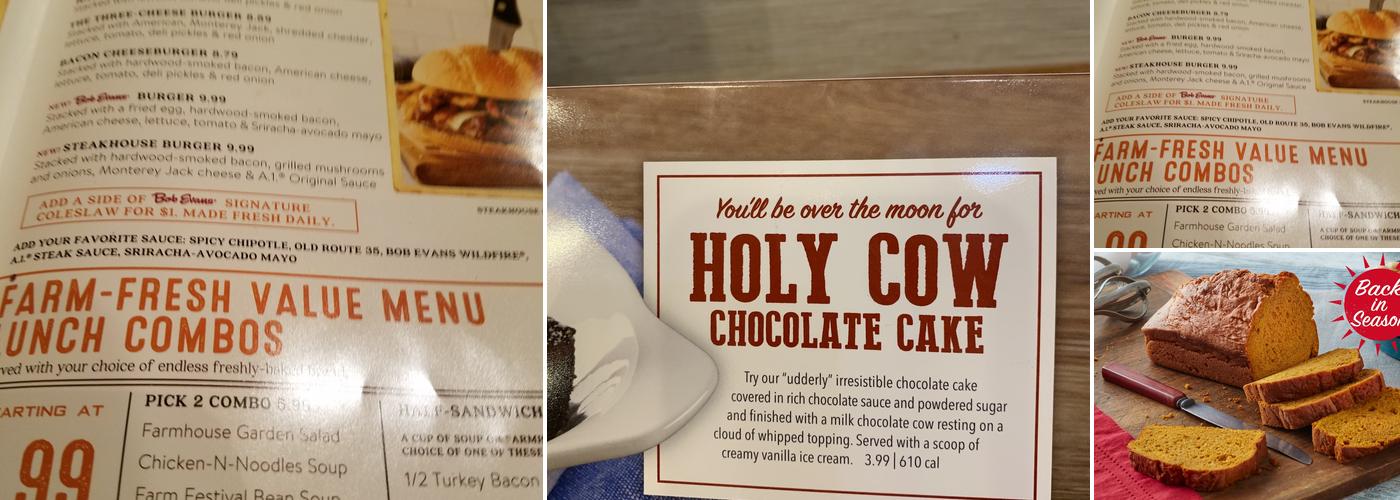 Bob Evans Menu