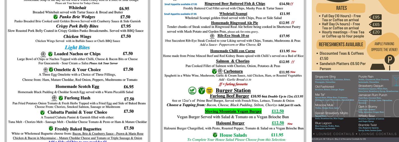 The Inn on The Furlong Menu