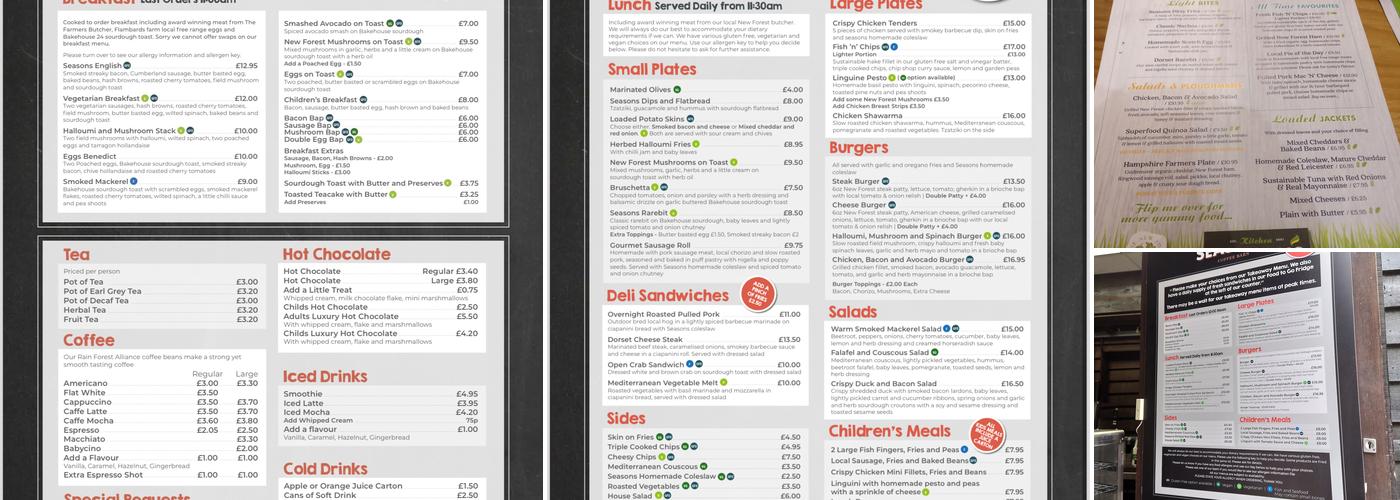 Seasons Kitchen and Coffee Barn Menu