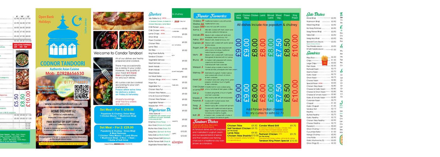 Codnor Tandoori Takeaway Menu