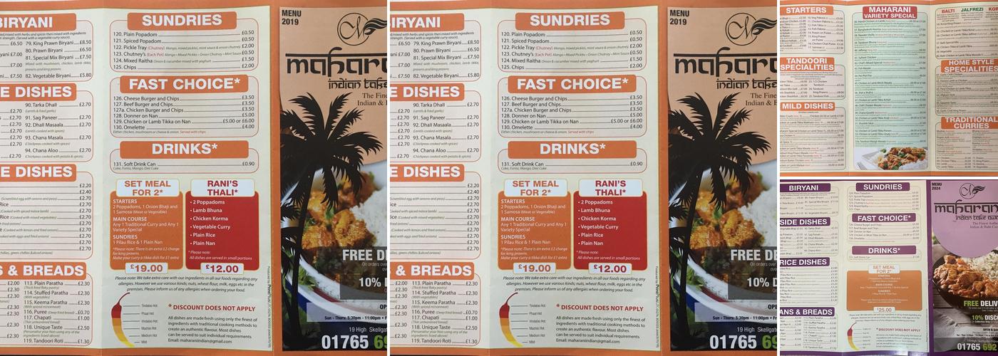 Maharani Menu