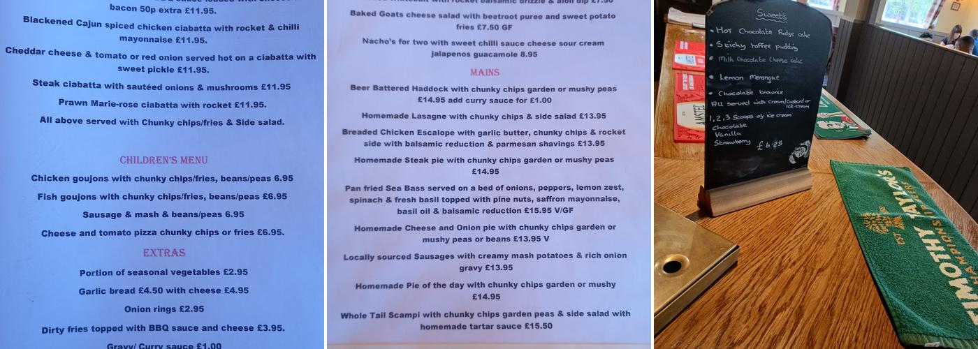 The Beehive Inn Menu