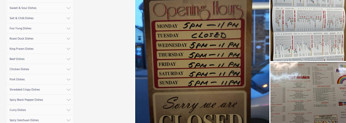 New Rainbow Chinese takeaway Menu