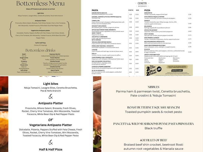 Cenetta Menu