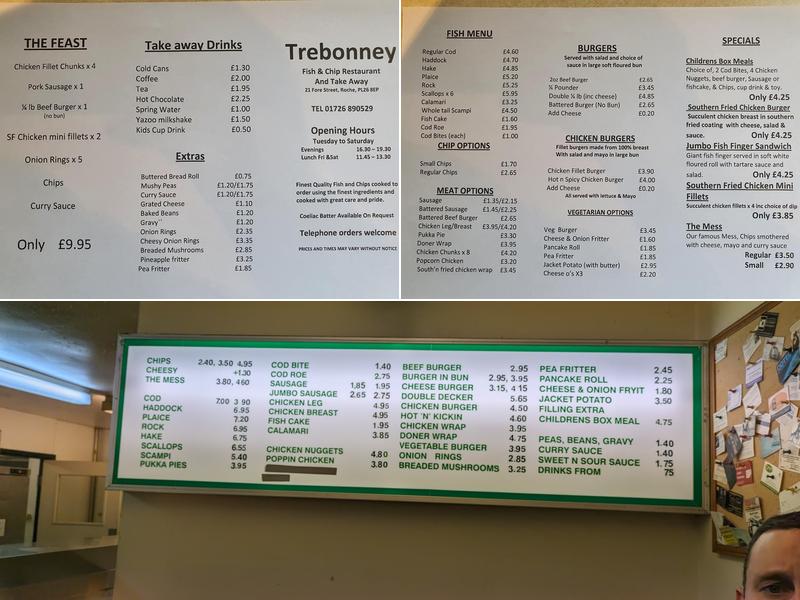 Trebonney Fish & Chip Shop Menu