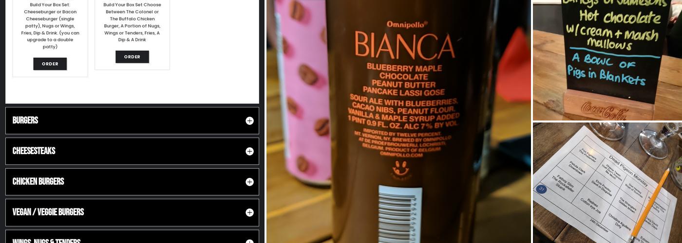 The Dead Pigeon Menu