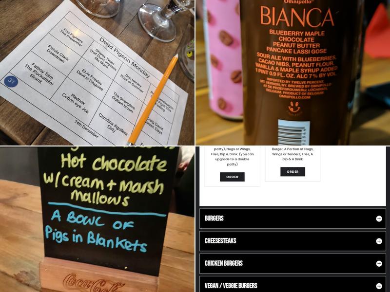 The Dead Pigeon Menu