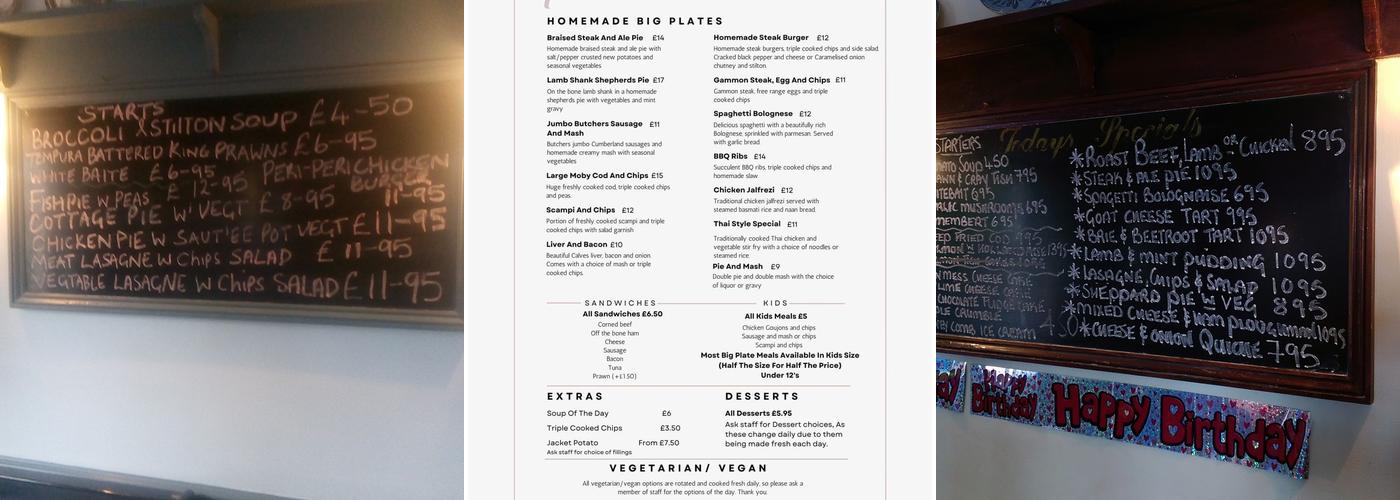 The Ship Tavern Menu