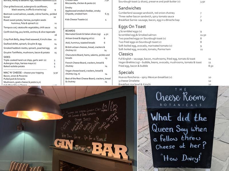 The Cheese Room Botanicals Menu