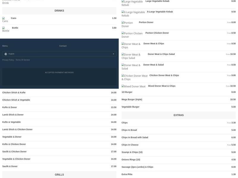 Rams Kebab House Menu