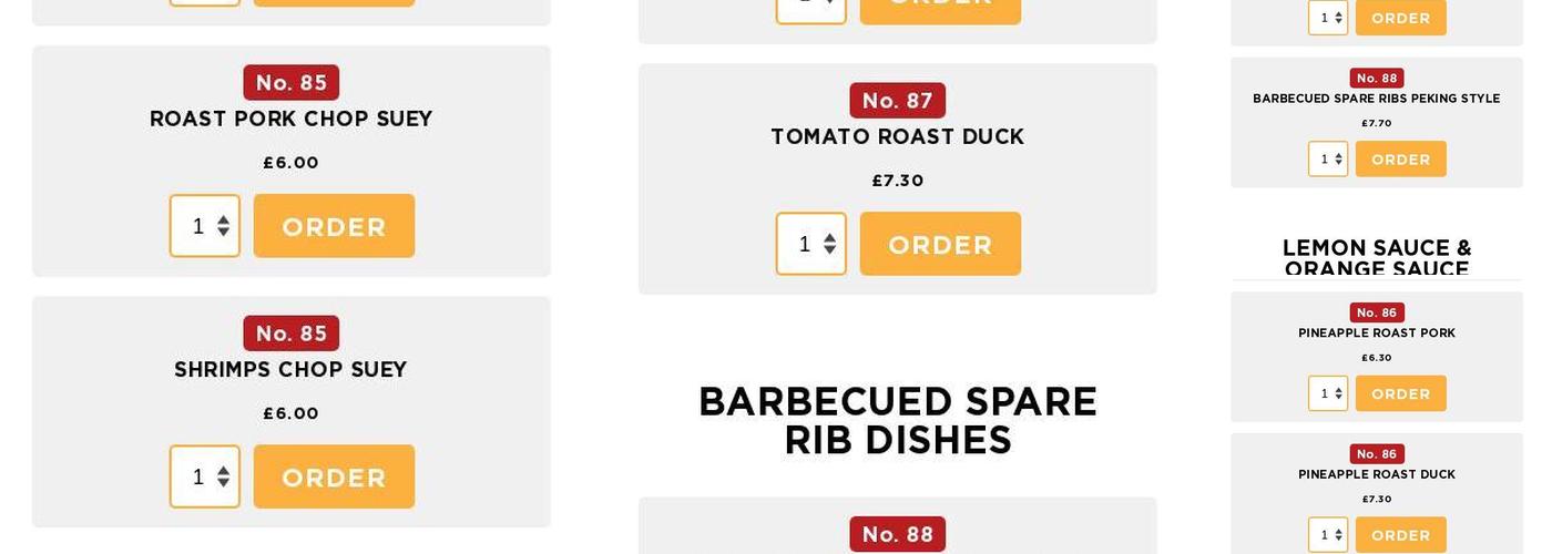 The Golden Dragon Menu