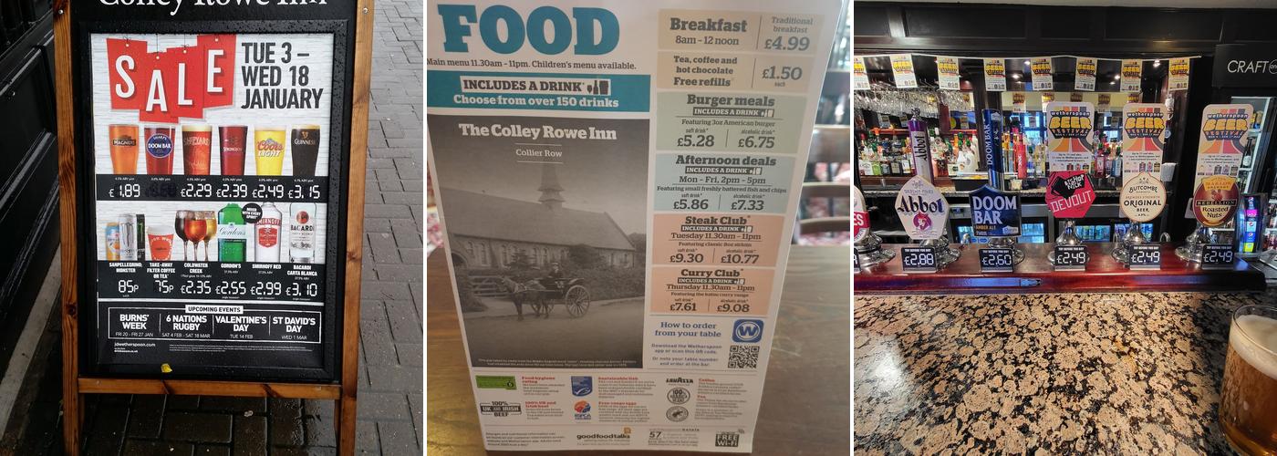 Colley Rowe Inn - JD Wetherspoon Menu