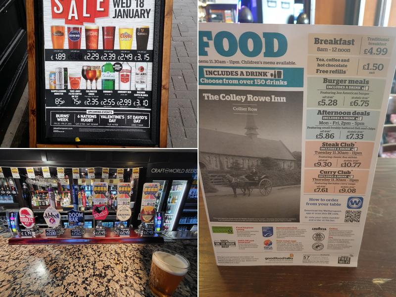 Colley Rowe Inn - JD Wetherspoon Menu