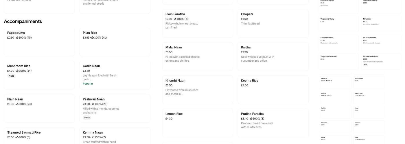 Zaafran Indian Cuisine Menu