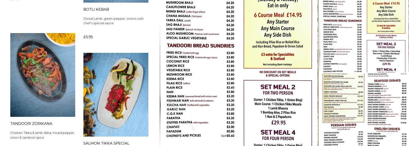 Darjeeling Tandoori Menu