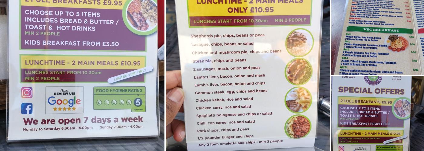 The Rosie Lee Cafe Menu