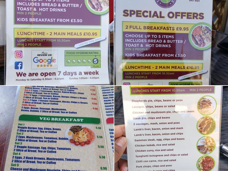 The Rosie Lee Cafe Menu