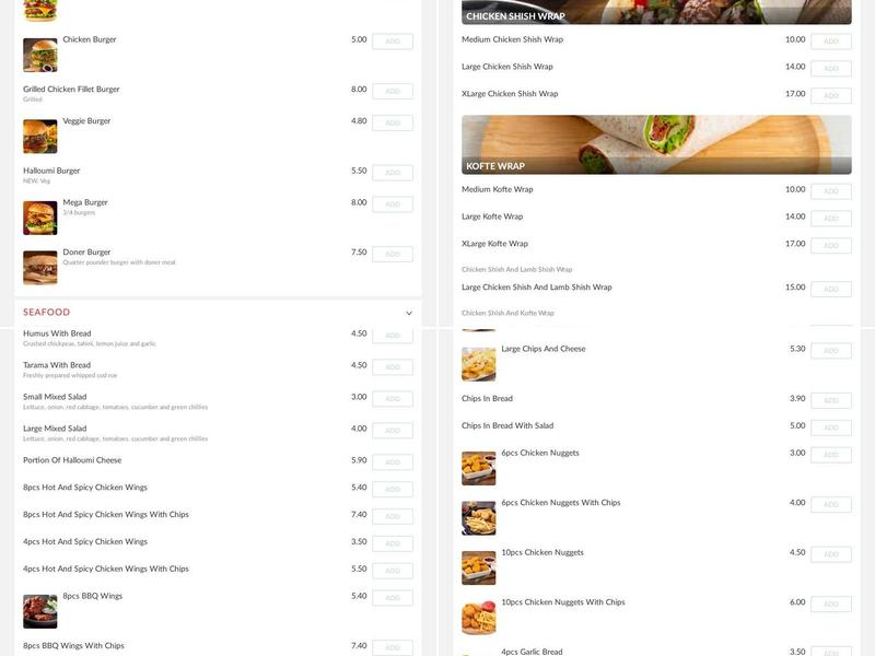 Balgores Best Kebabs Menu