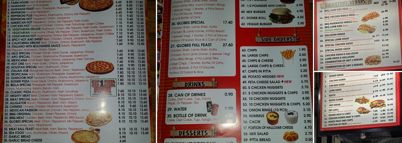 Globes Best Grill Menu