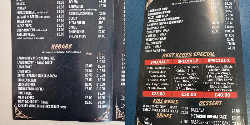The Best Kebab House Menu