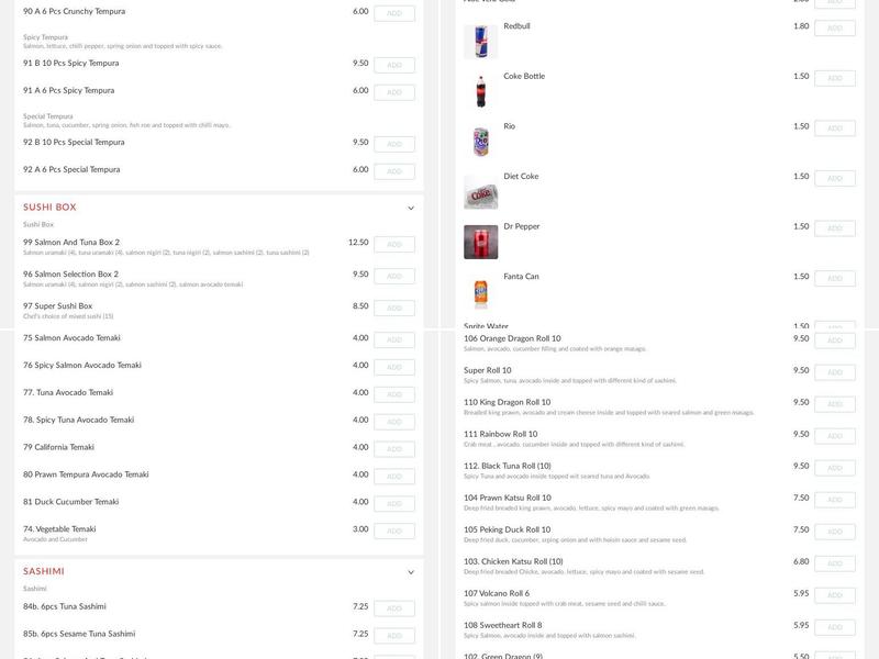 Super Sushi Menu