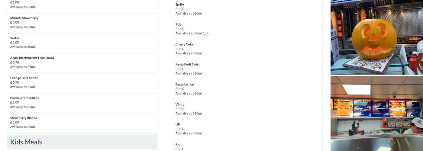 Stadium Fish & Chips Menu