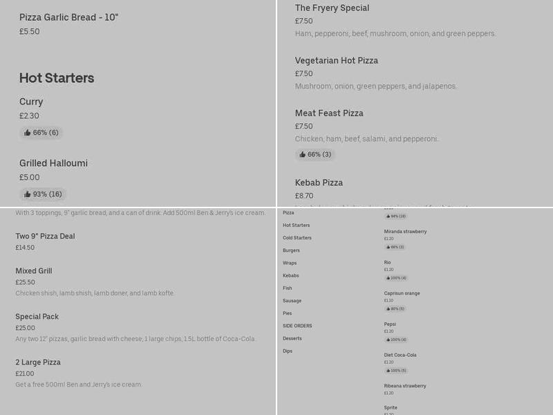 Petersfield Takeaway Menu