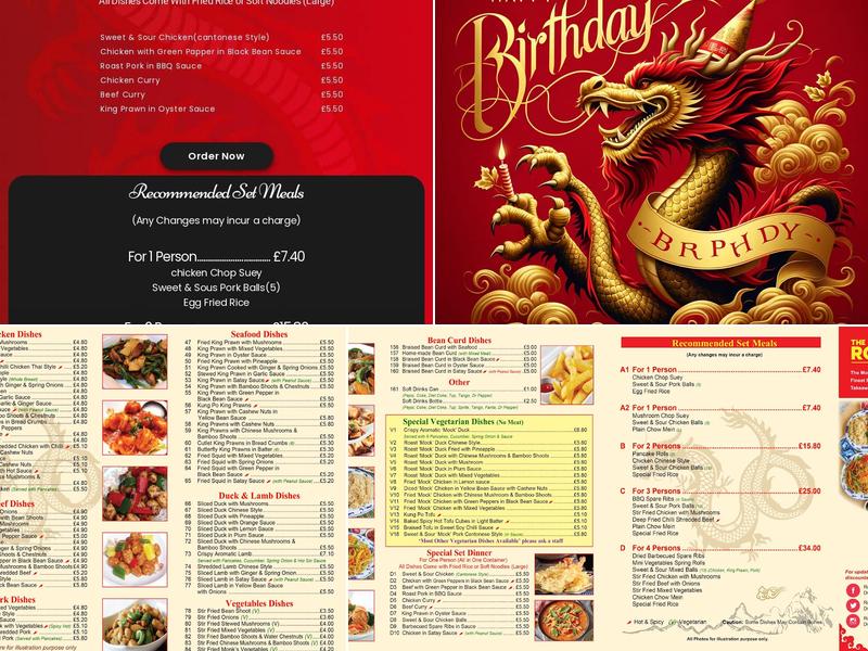 The Romford Dragon Menu