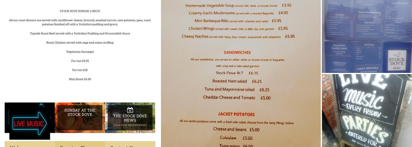 Stock Dove Menu
