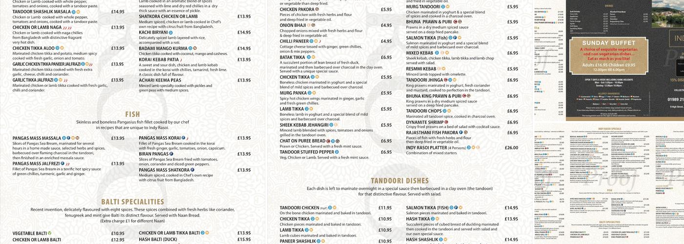 Indy-Rasoi Menu