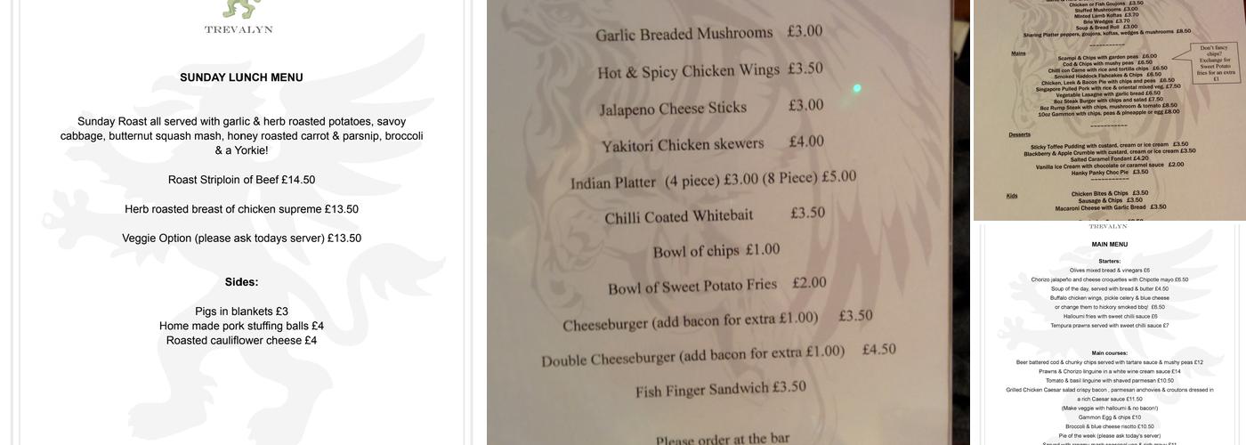 The Griffin Inn Public House Menu