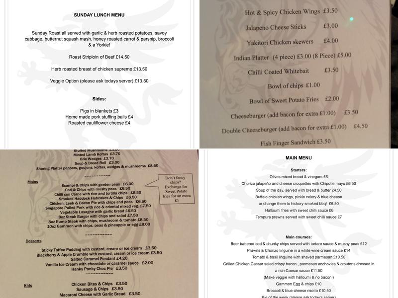 The Griffin Inn Public House Menu