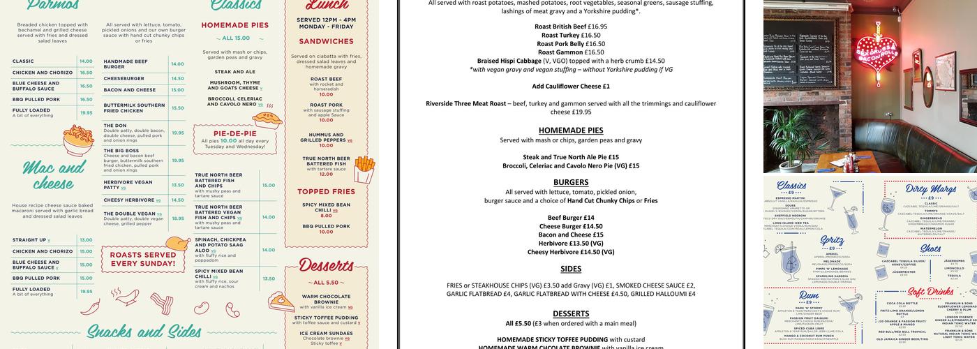 Riverside Kelham Menu