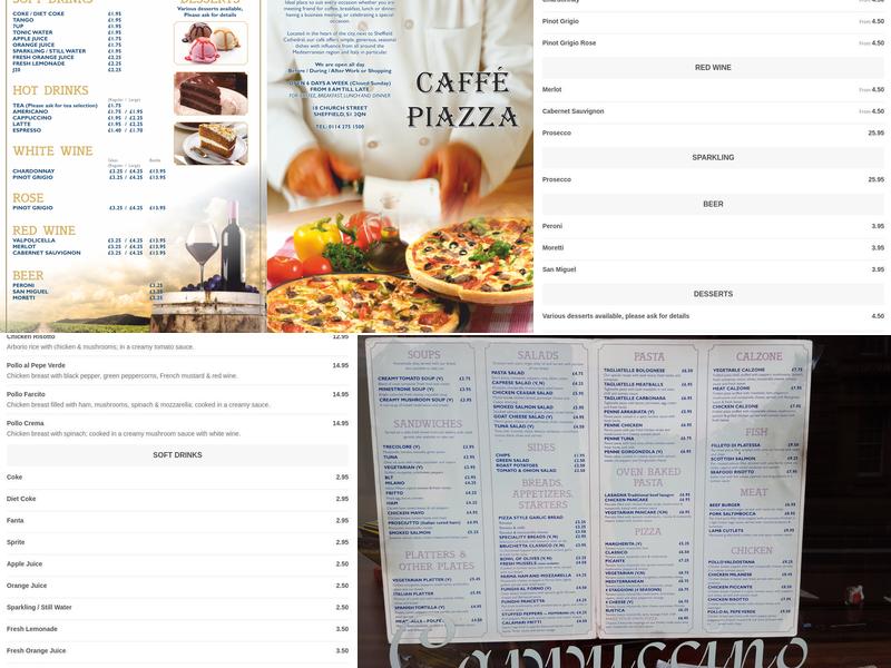 Caffe Piazza Menu