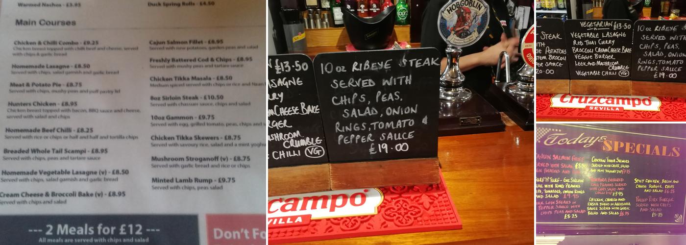 The Chequers Inn Menu