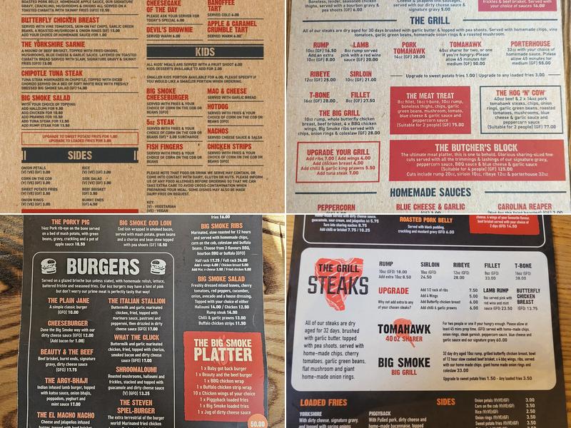 The Big Smoke - Rotherham Menu