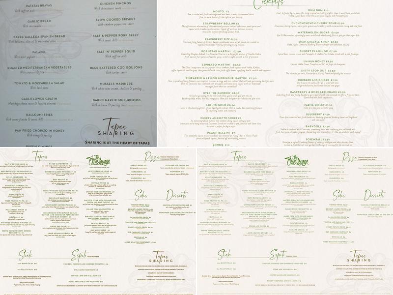 The Olive Lounge Ltd Menu