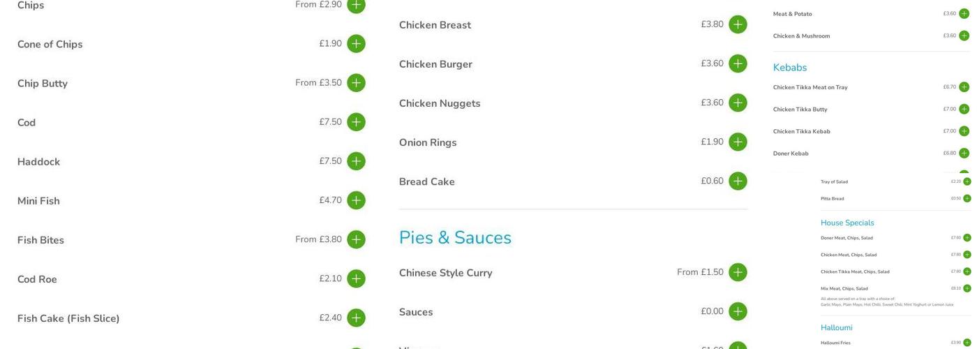 Thorpe Hesley Fish Bar Menu